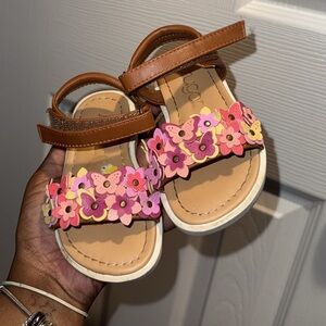 Brown and Pink Floral Sandals
